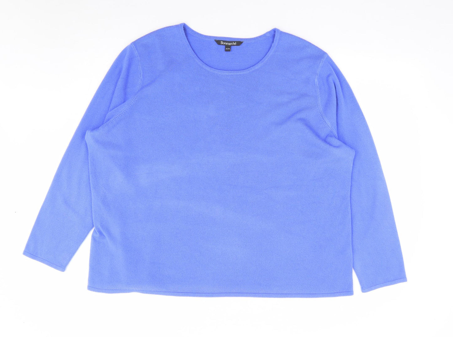 Bonmarhc Womens Blue Round Neck Acrylic Pullover Jumper Size 24
