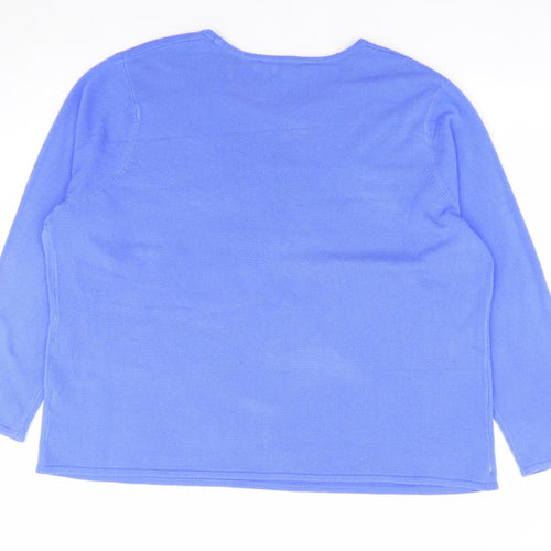 Bonmarhc Womens Blue Round Neck Acrylic Pullover Jumper Size 24