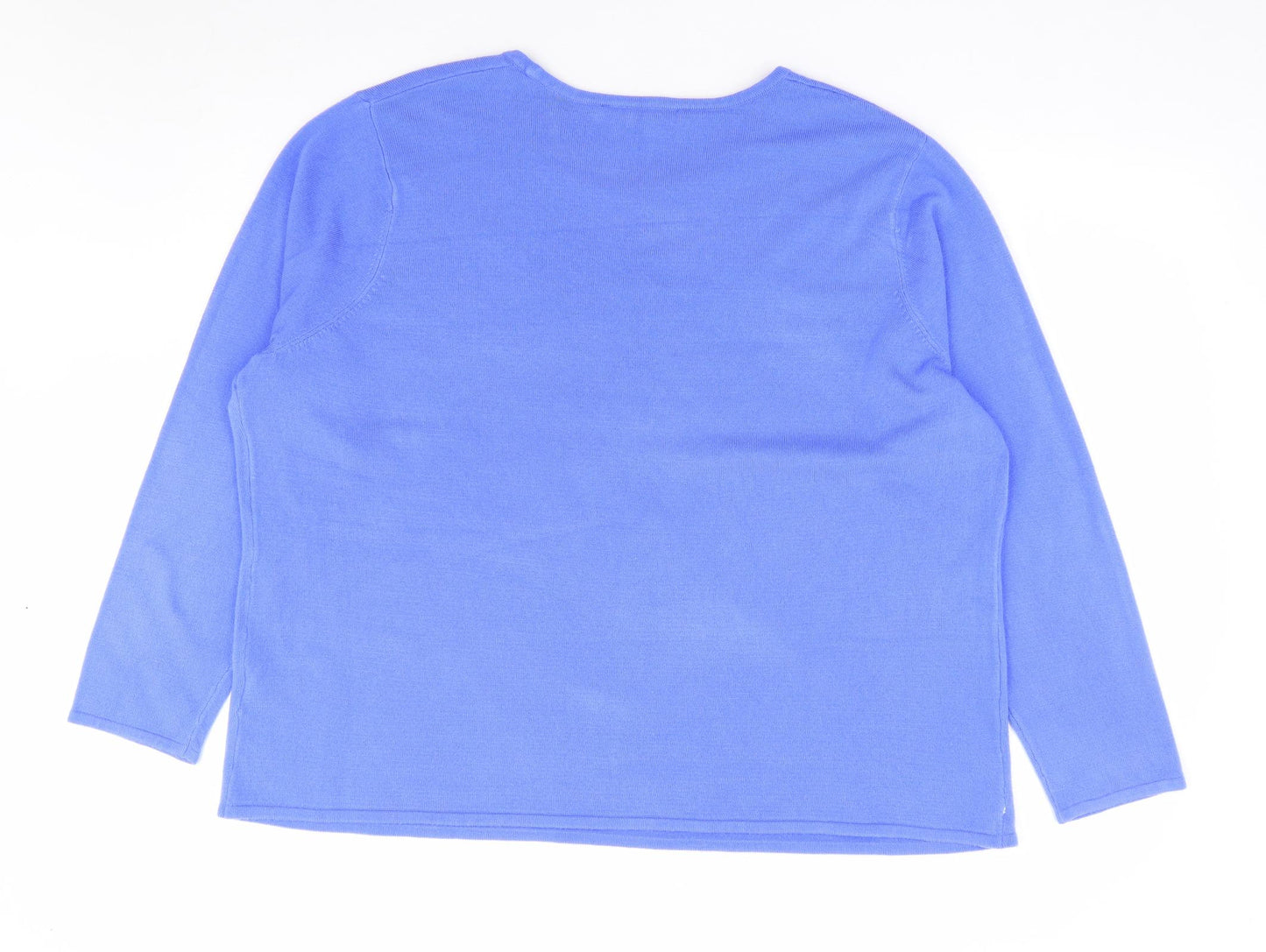 Bonmarhc Womens Blue Round Neck Acrylic Pullover Jumper Size 24