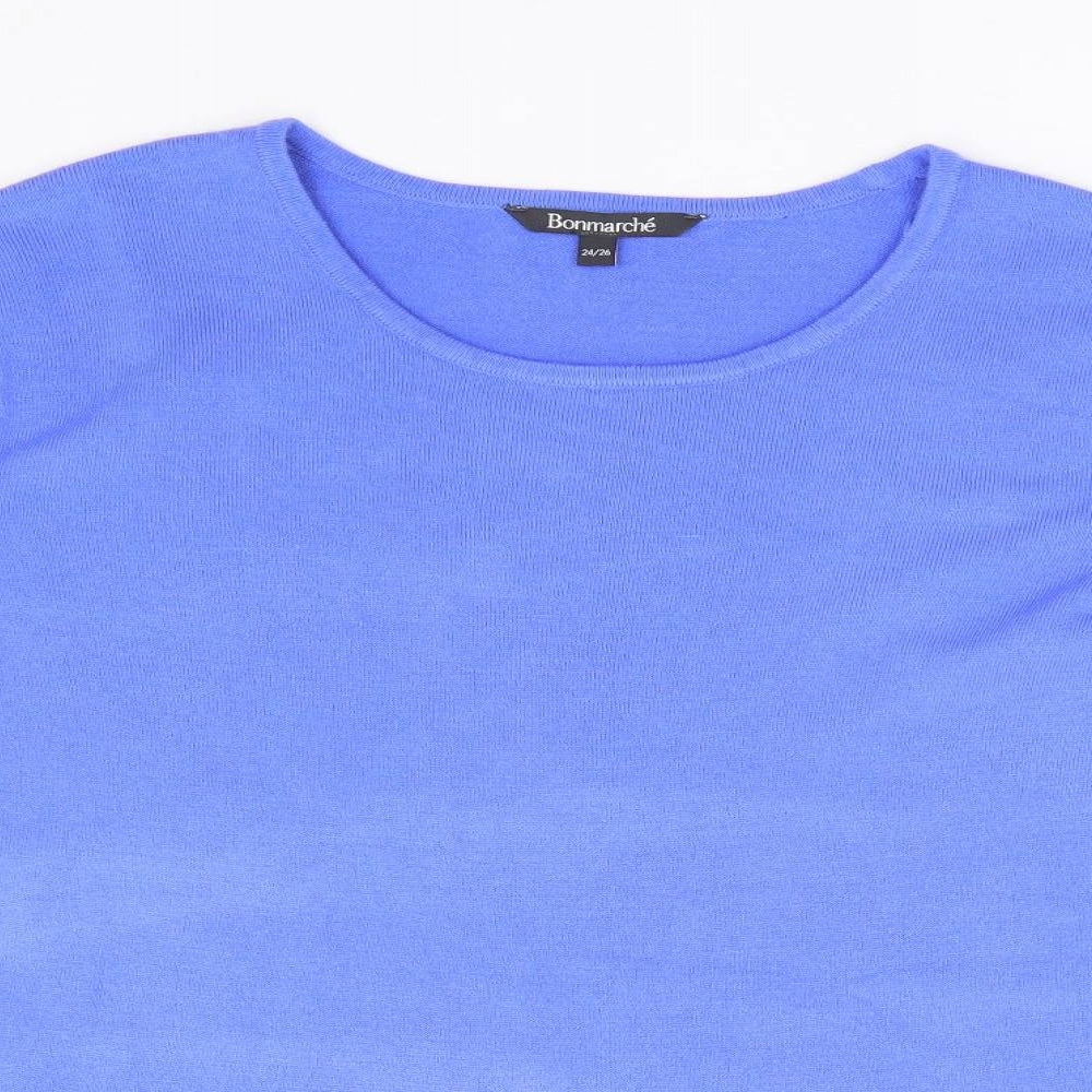 Bonmarhc Womens Blue Round Neck Acrylic Pullover Jumper Size 24