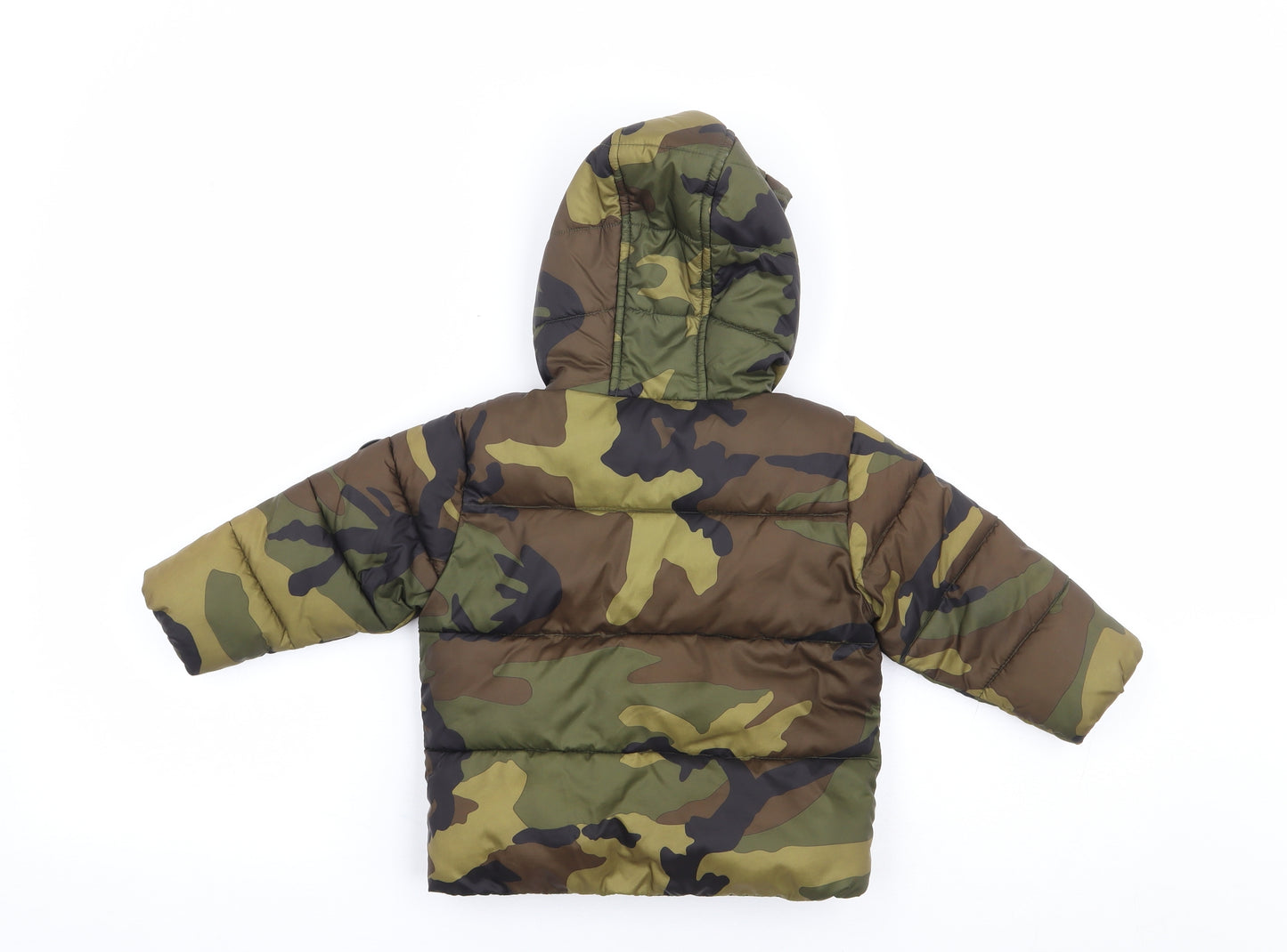 Micheal Kors Boys Green Camouflage Parka Coat Size 18 Months Zip