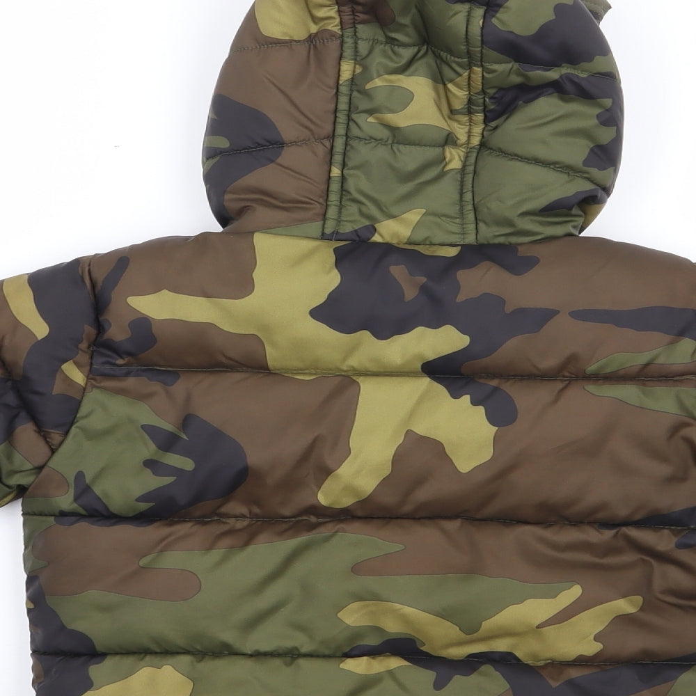 Micheal Kors Boys Green Camouflage Parka Coat Size 18 Months Zip