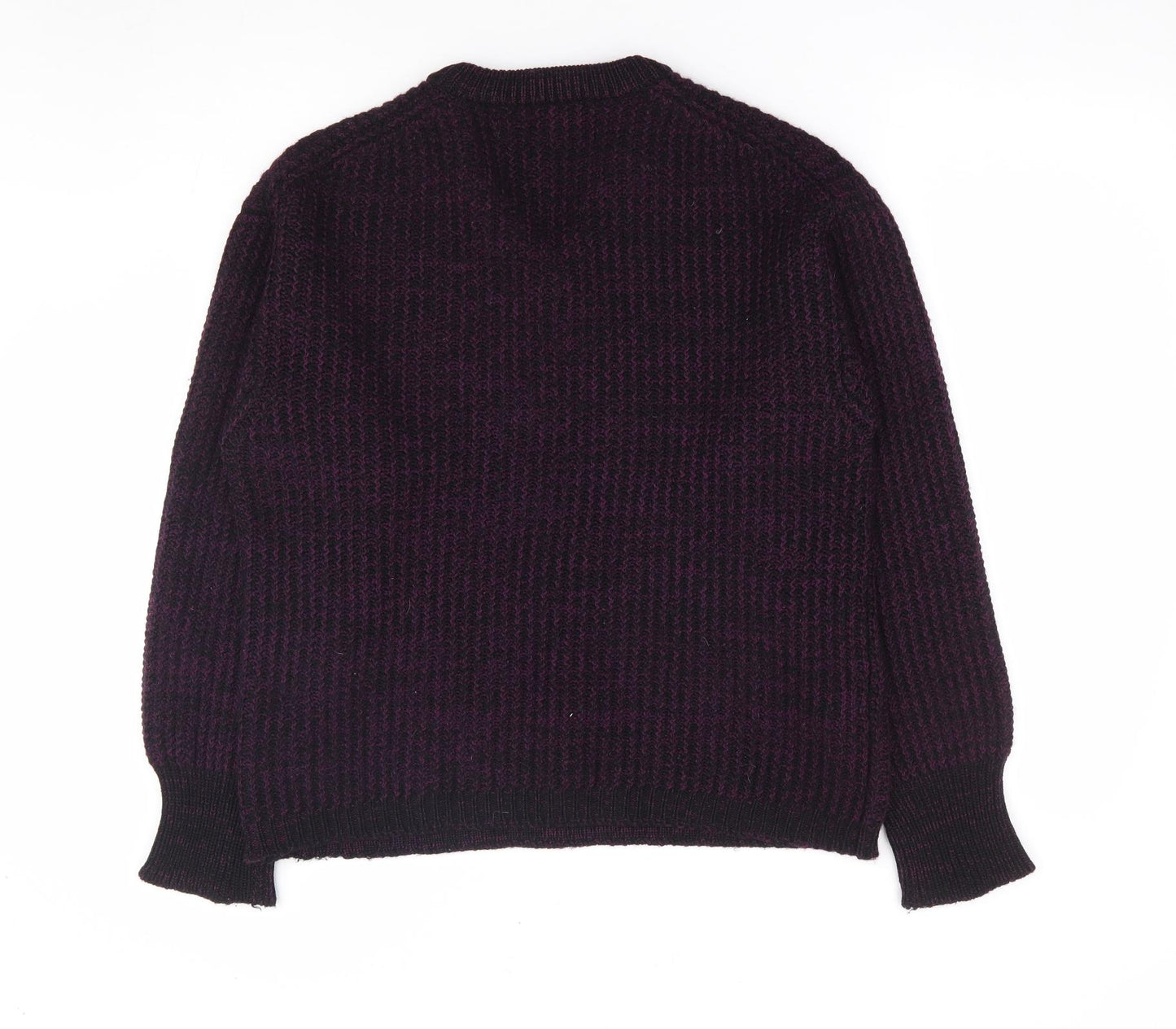 Worth Handframed Knitwear Mens Purple V-Neck Acrylic Pullover Jumper Size L