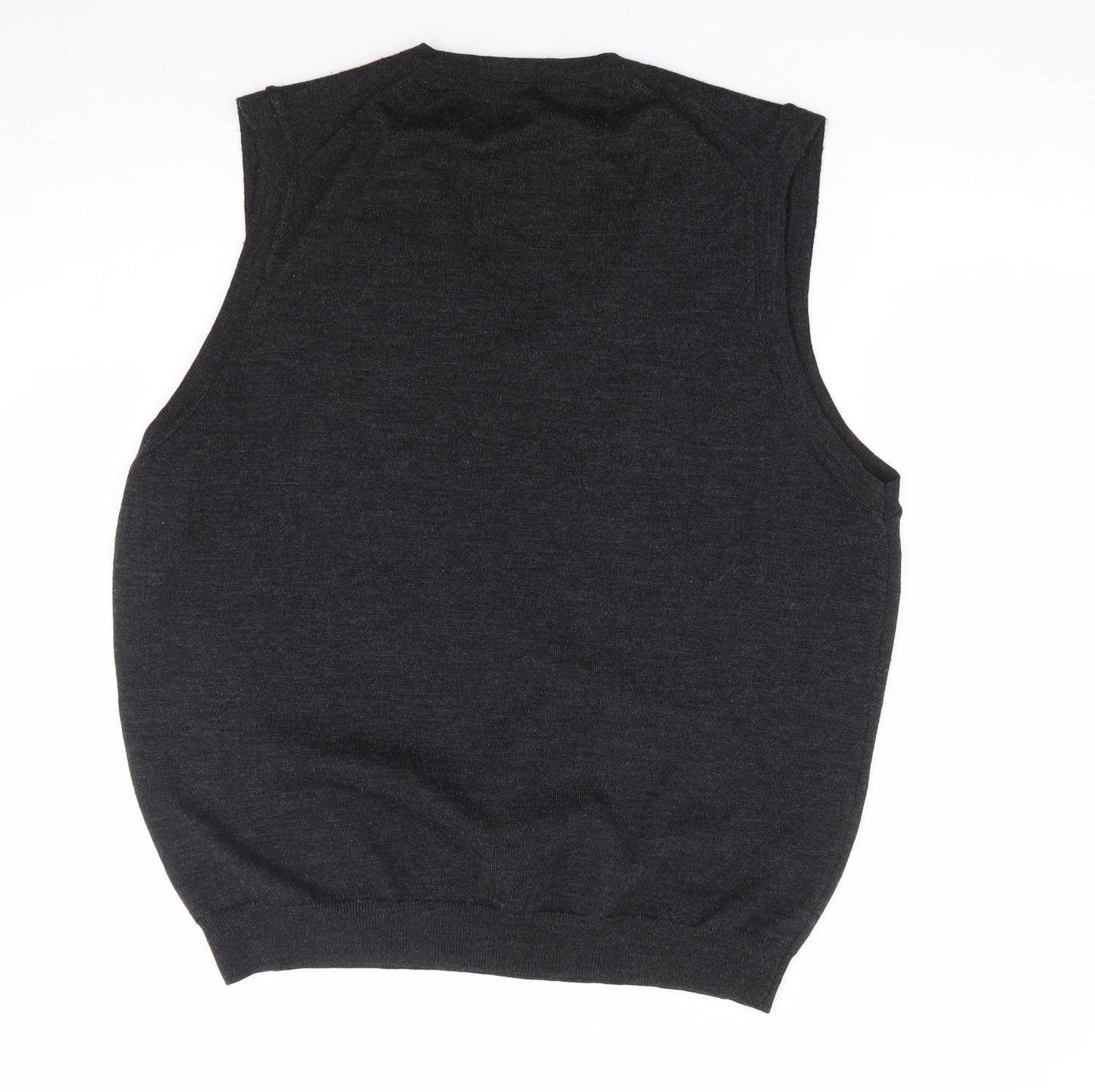 Marks and Spencer Mens Grey V-Neck Wool Vest Jumper Size L