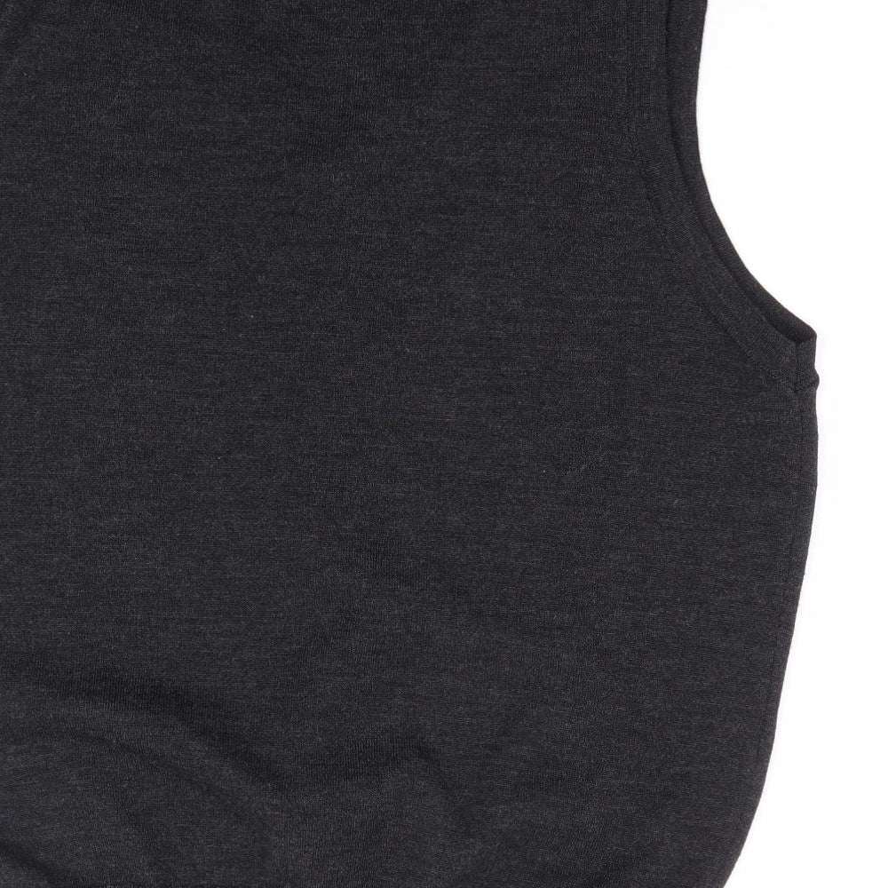 Marks and Spencer Mens Grey V-Neck Wool Vest Jumper Size L