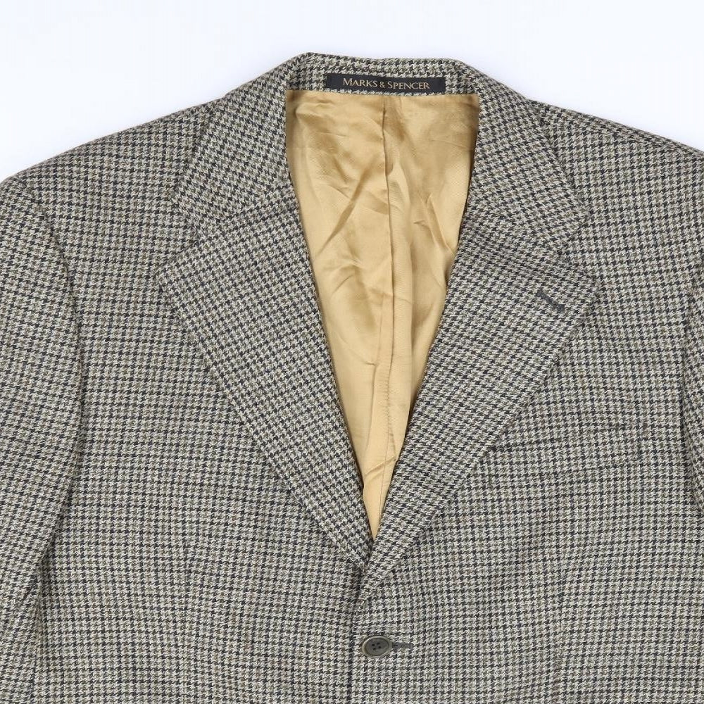 Marks and Spencer Mens Multicoloured Plaid Wool Jacket Suit Jacket Size 40