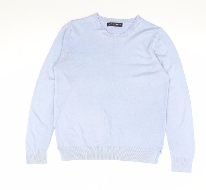 Marks and Spencer Womens Blue Round Neck Acrylic Pullover Jumper Size S