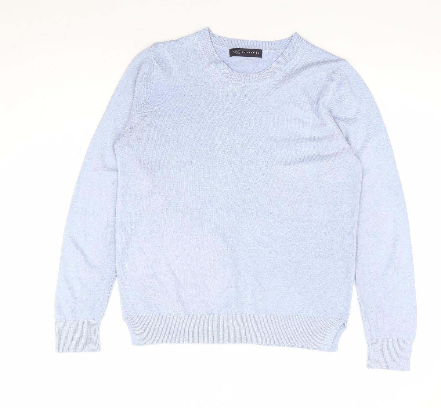 Marks and Spencer Womens Blue Round Neck Acrylic Pullover Jumper Size S