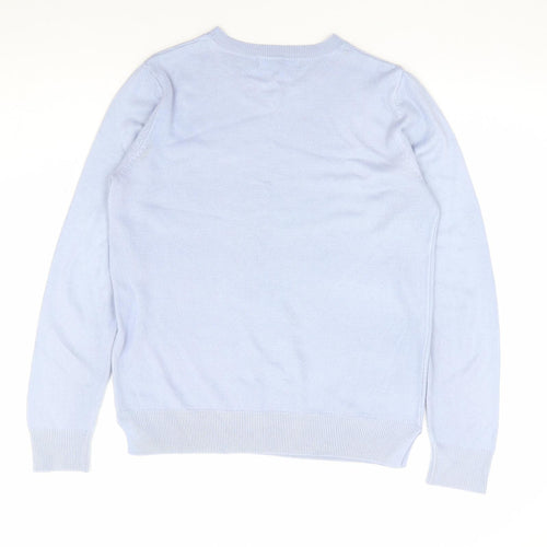 Marks and Spencer Womens Blue Round Neck Acrylic Pullover Jumper Size S