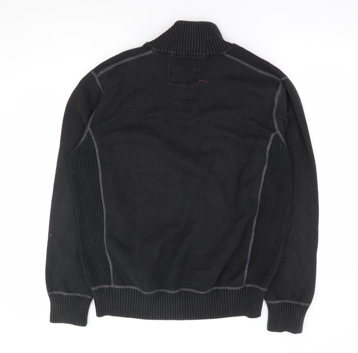 NEXT Mens Black V-Neck Polyester Pullover Jumper Size L