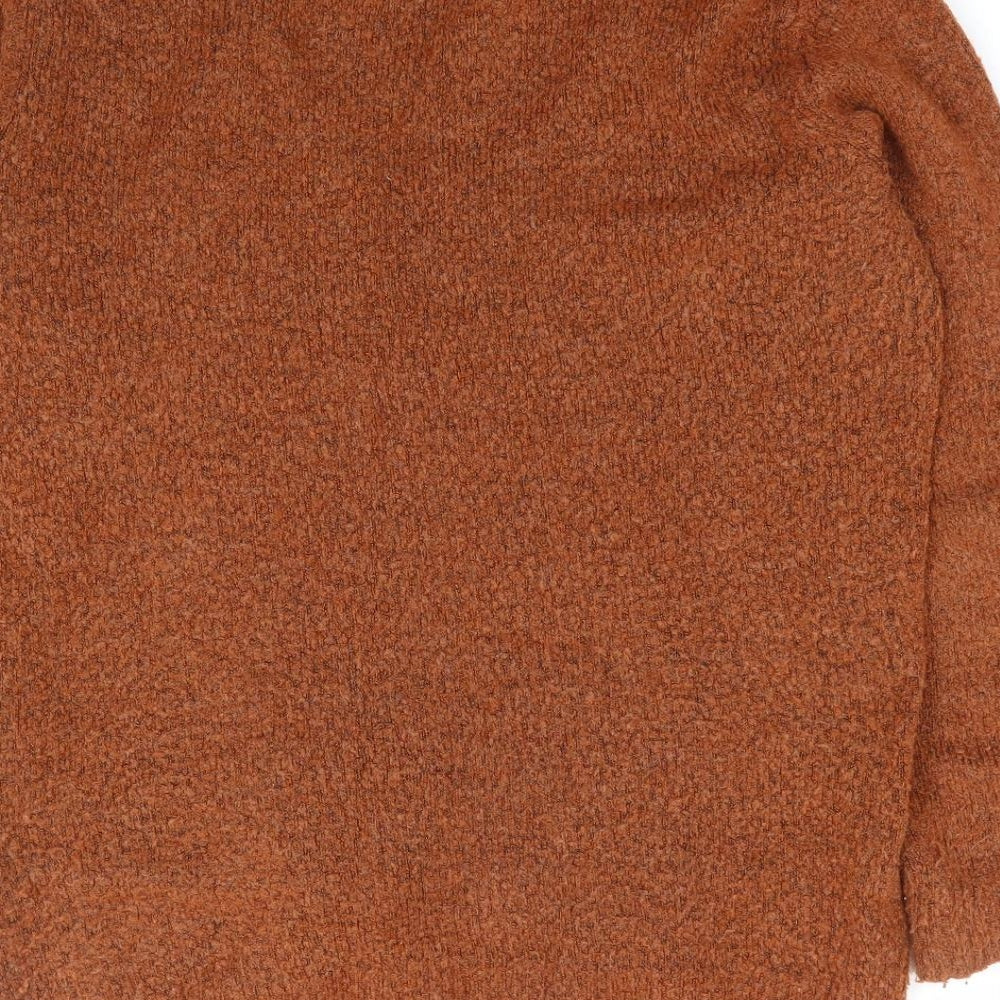TU Womens Brown V-Neck Acrylic Pullover Jumper Size 8