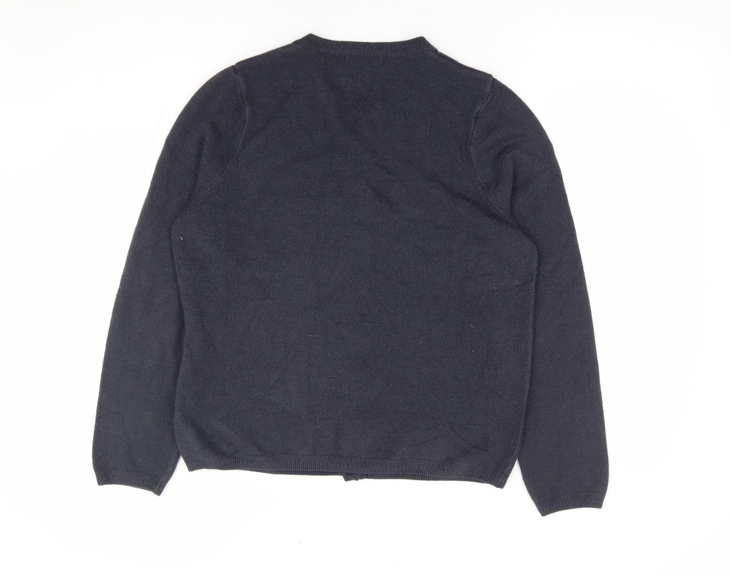 Marks and Spencer Womens Blue Crew Neck Acrylic Cardigan Jumper Size 12