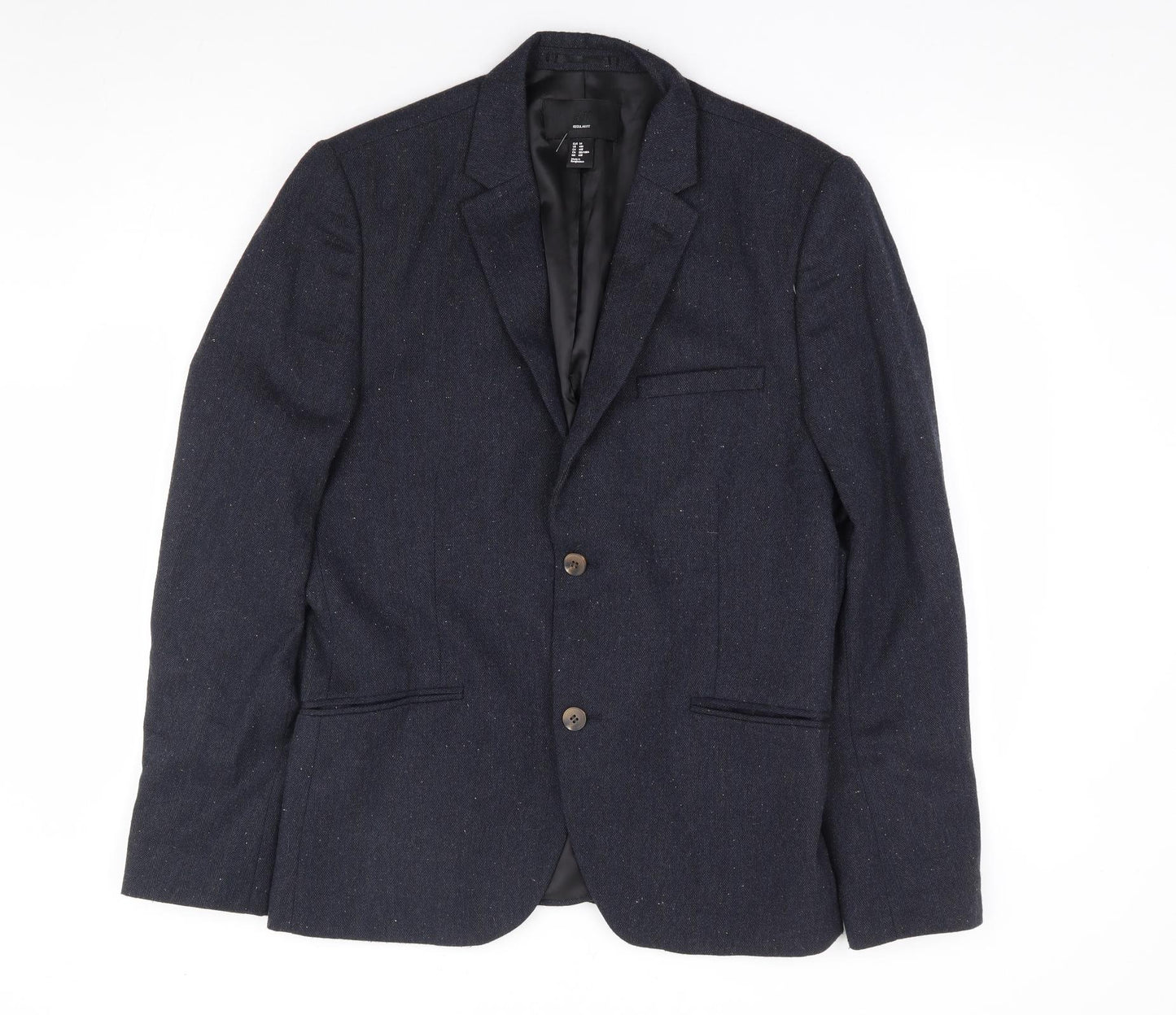 H&M Mens Blue Polyester Jacket Suit Jacket Size 44
