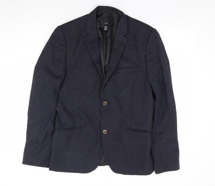 H&M Mens Blue Polyester Jacket Suit Jacket Size 44