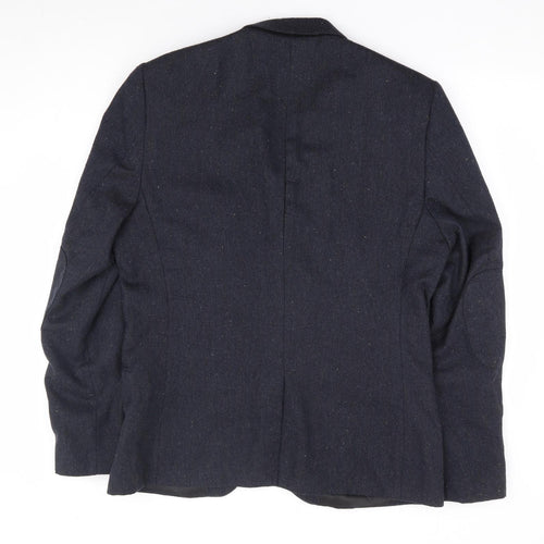 H&M Mens Blue Polyester Jacket Suit Jacket Size 44