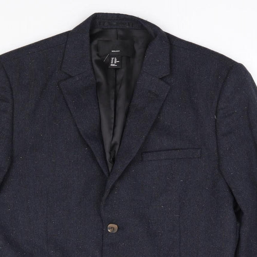 H&M Mens Blue Polyester Jacket Suit Jacket Size 44