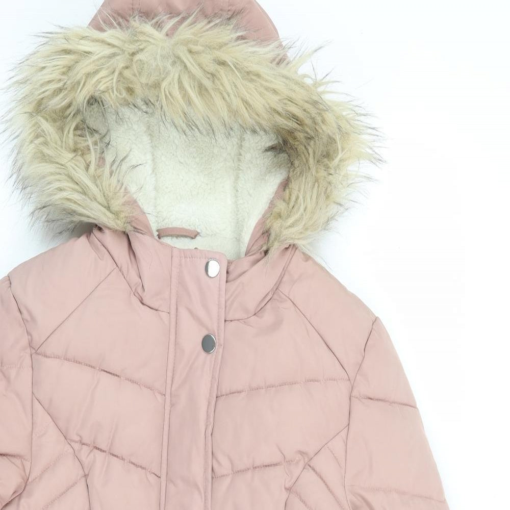 Primark Girls Pink Parka Coat Size 12-13 Years Zip