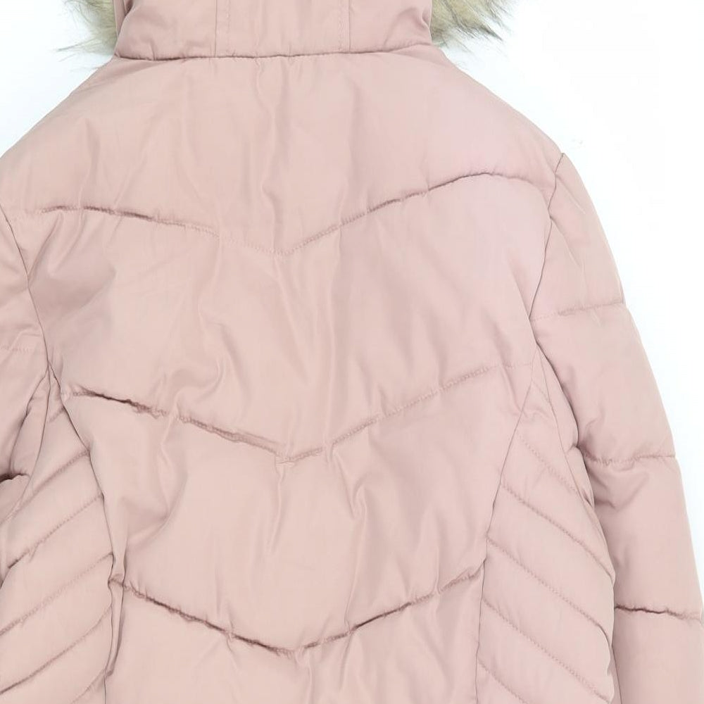 Primark Girls Pink Parka Coat Size 12-13 Years Zip