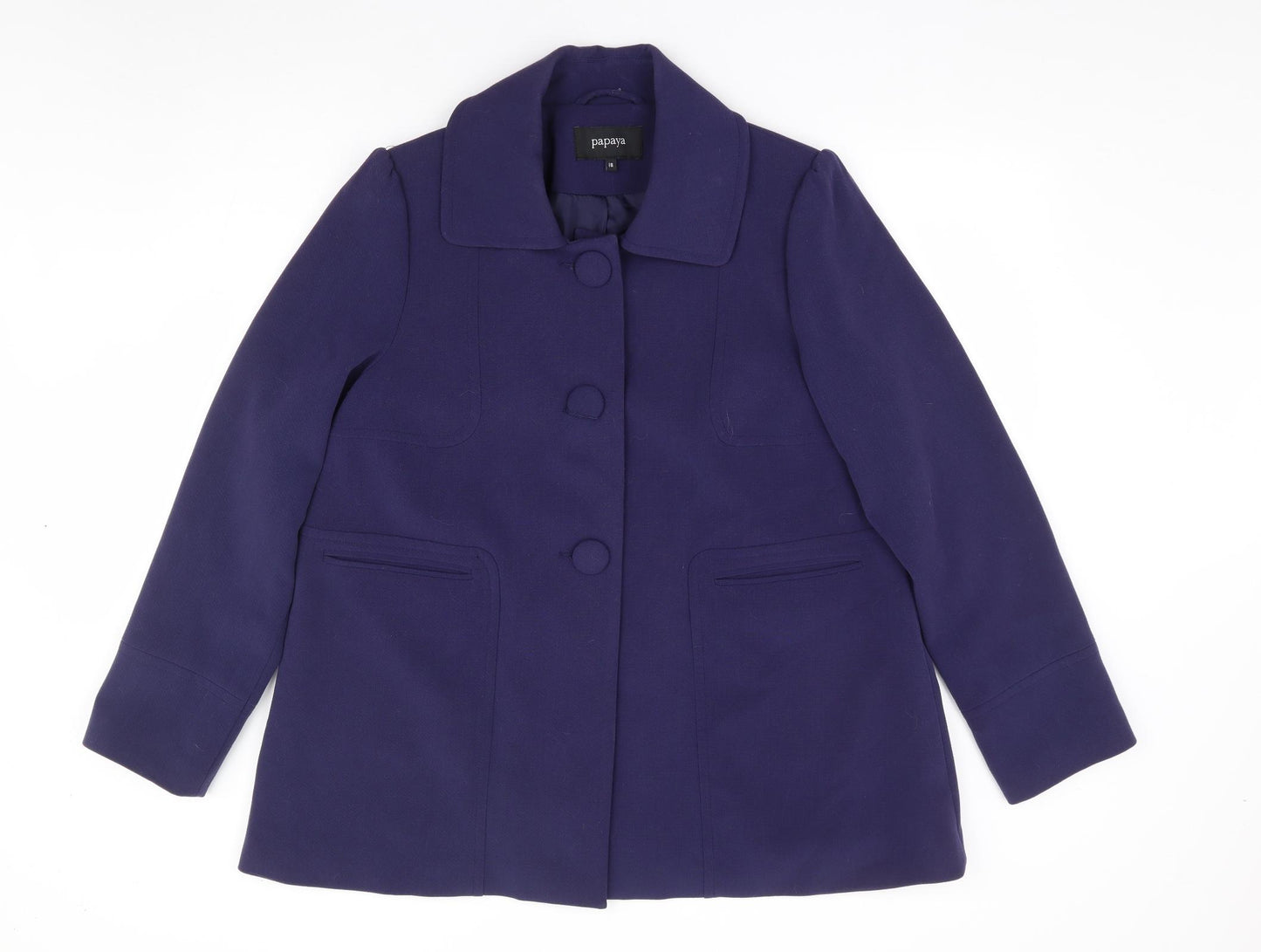 Papaya Womens Blue Jacket Coat Size 18 Button