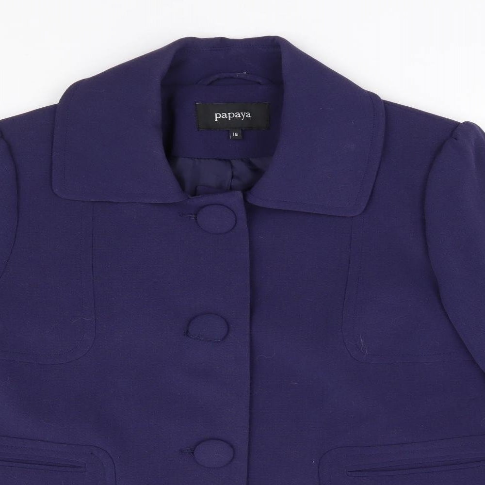 Papaya Womens Blue Jacket Coat Size 18 Button