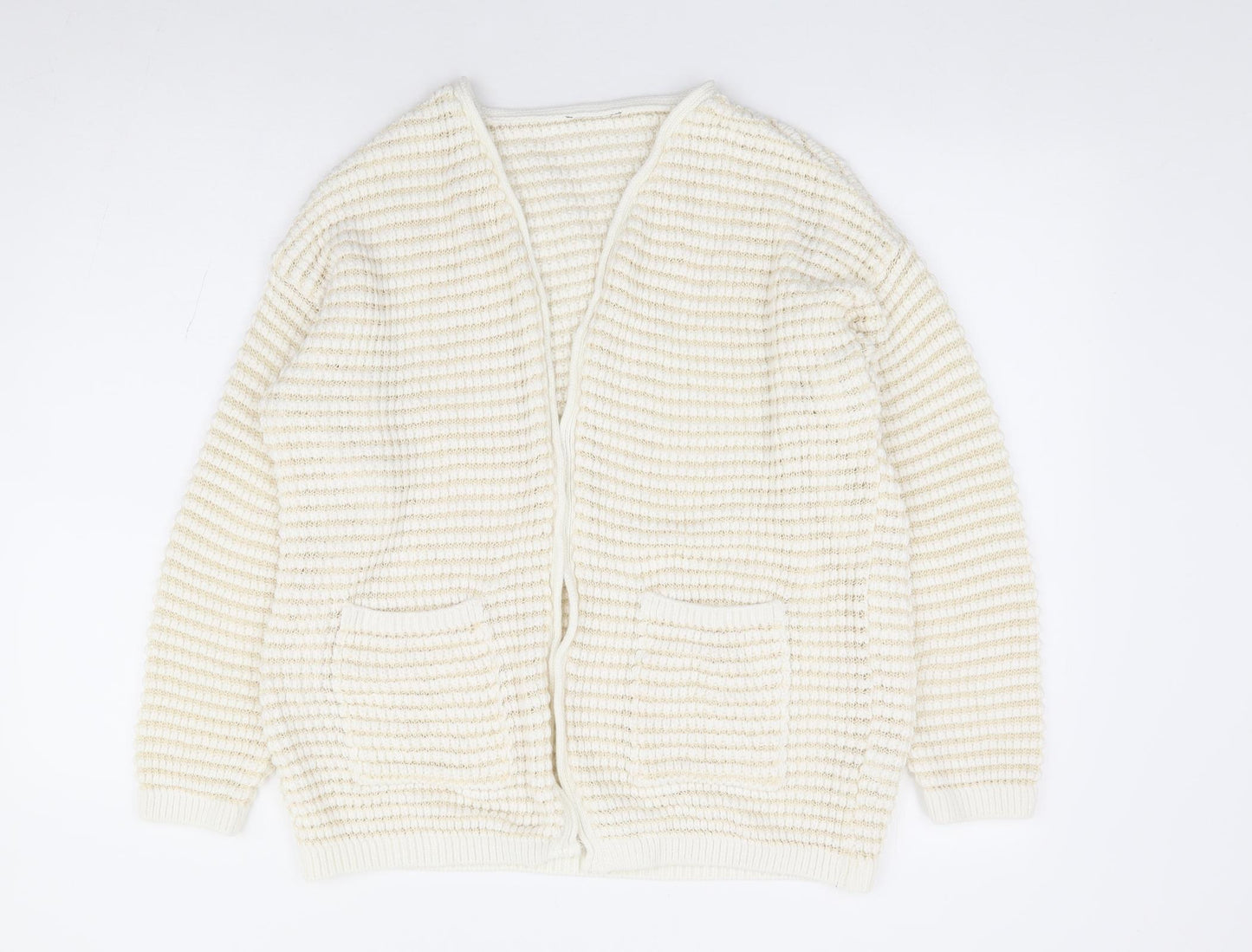 Topshop Womens Ivory V-Neck Cotton Cardigan Jumper Size 10
