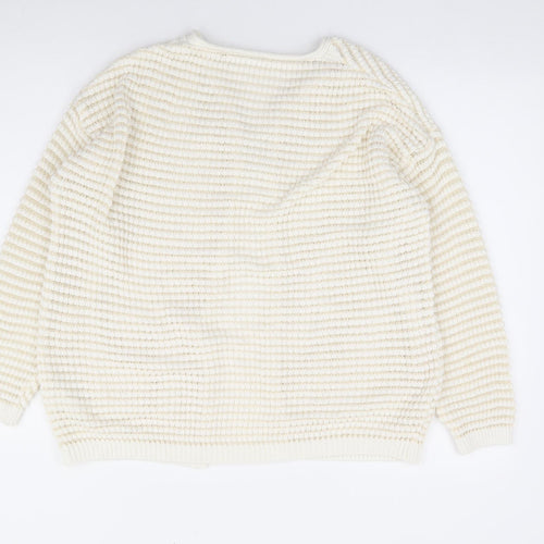 Topshop Womens Ivory V-Neck Cotton Cardigan Jumper Size 10