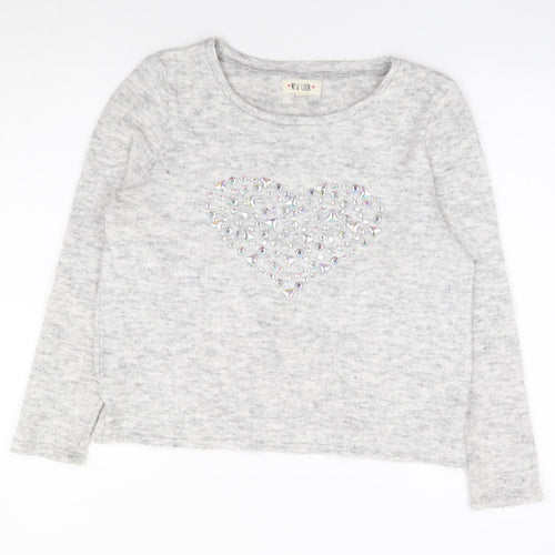 New Look Womens Grey Round Neck Acrylic Pullover Jumper Size 14