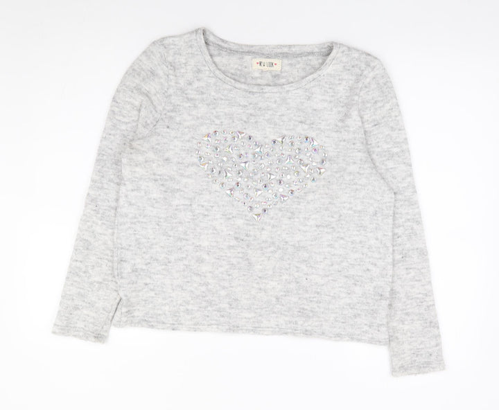 New Look Womens Grey Round Neck Acrylic Pullover Jumper Size 14