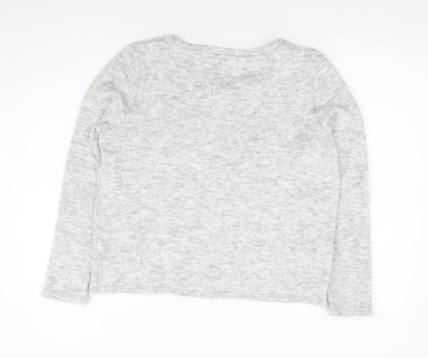 New Look Womens Grey Round Neck Acrylic Pullover Jumper Size 14