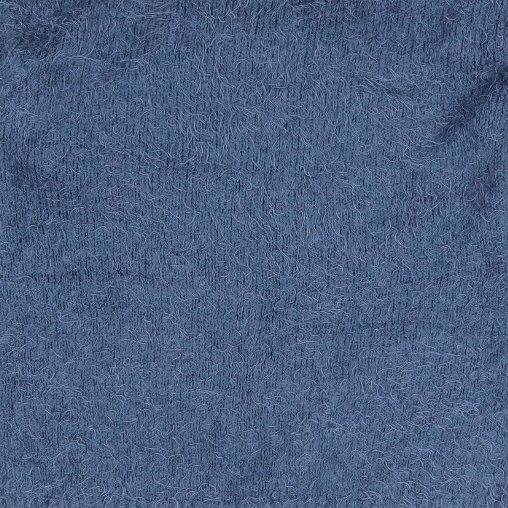 Marks and Spencer Womens Blue Round Neck Geometric Acrylic Pullover Jumper Size 8 - Christmas