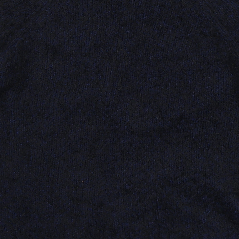George Womens Blue V-Neck Geometric Polyester Cardigan Jumper Size 12