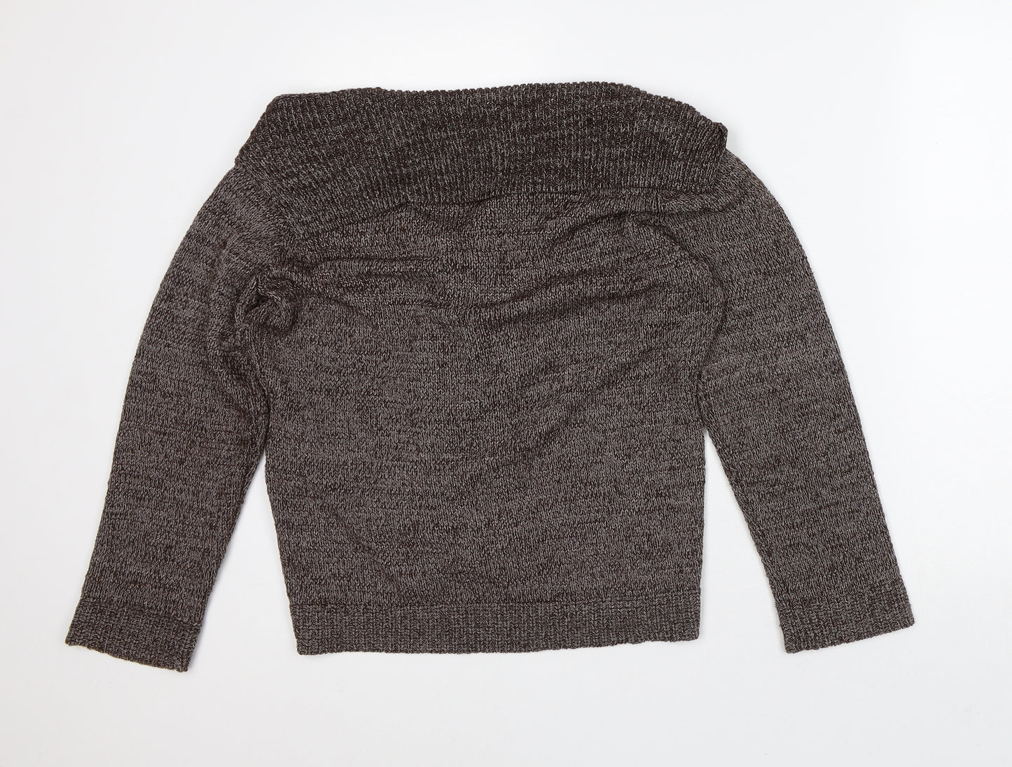 Bonmarché Womens Brown V-Neck Geometric Acrylic Cardigan Jumper Size M