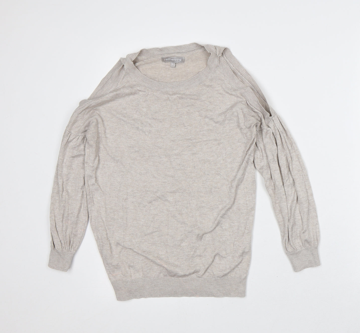Red Herring Womens Grey Nylon Pullover Sweatshirt Size 8 - Cold Shoulder