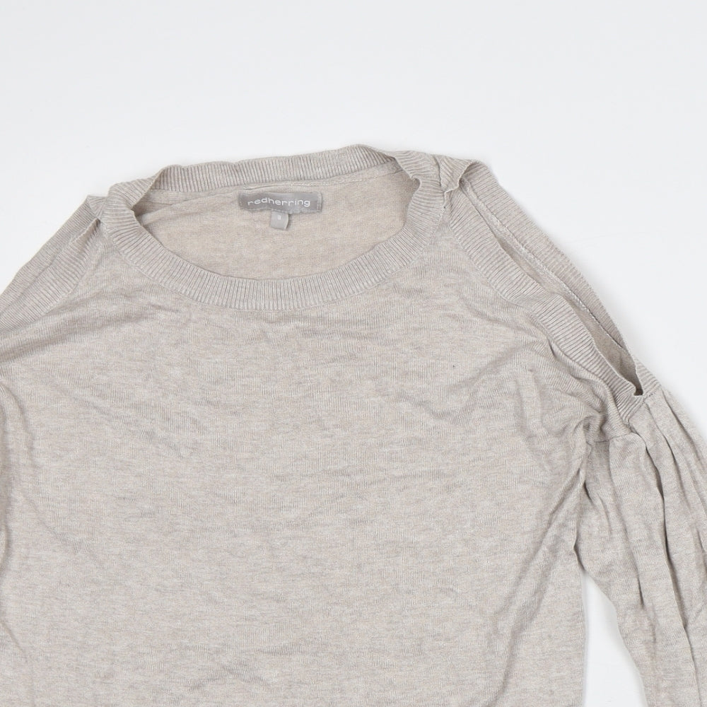 Red Herring Womens Grey Nylon Pullover Sweatshirt Size 8 - Cold Shoulder