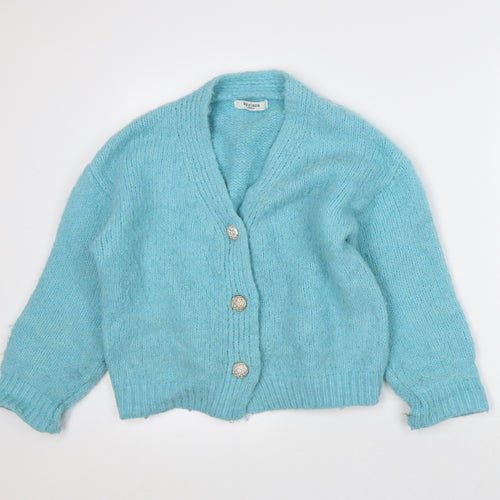 By Clara Womens Blue V-Neck Polyamide Cardigan Jumper Size S