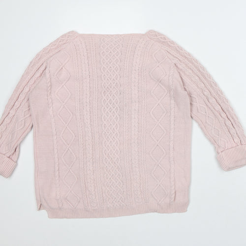 TRU Collection Womens Pink Round Neck Cotton Pullover Jumper Size S