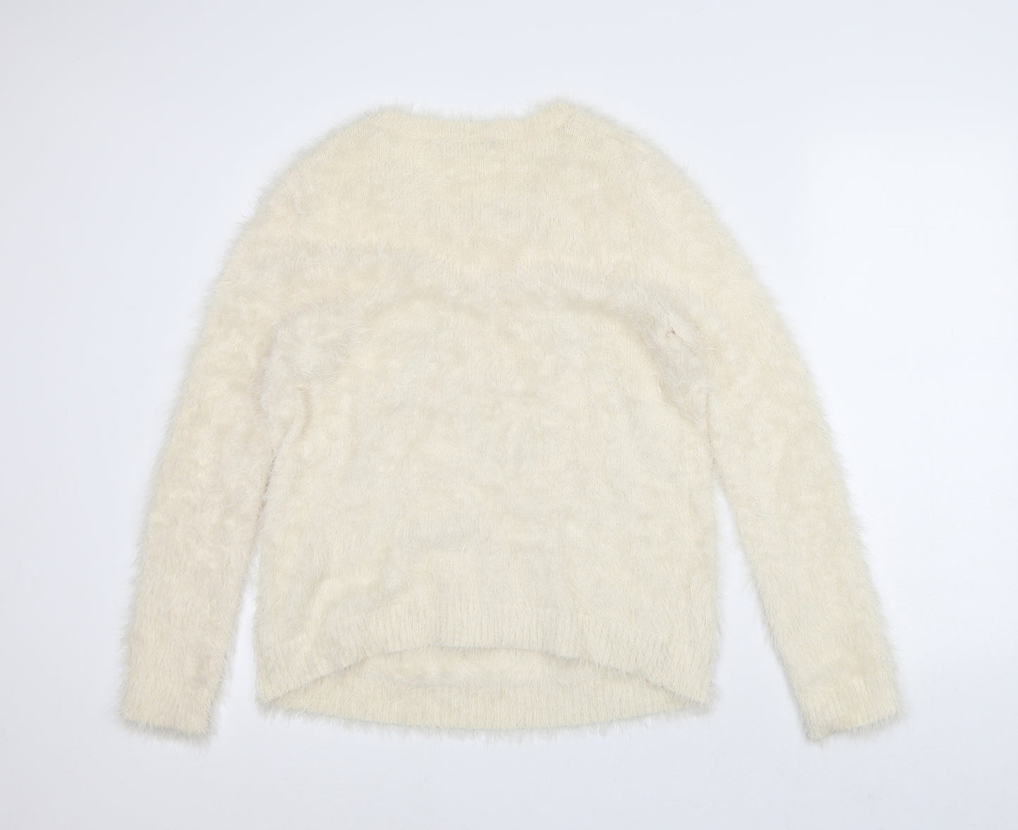 Marks and Spencer Womens Beige Crew Neck Acrylic Pullover Jumper Size M - Fluffy Penguin