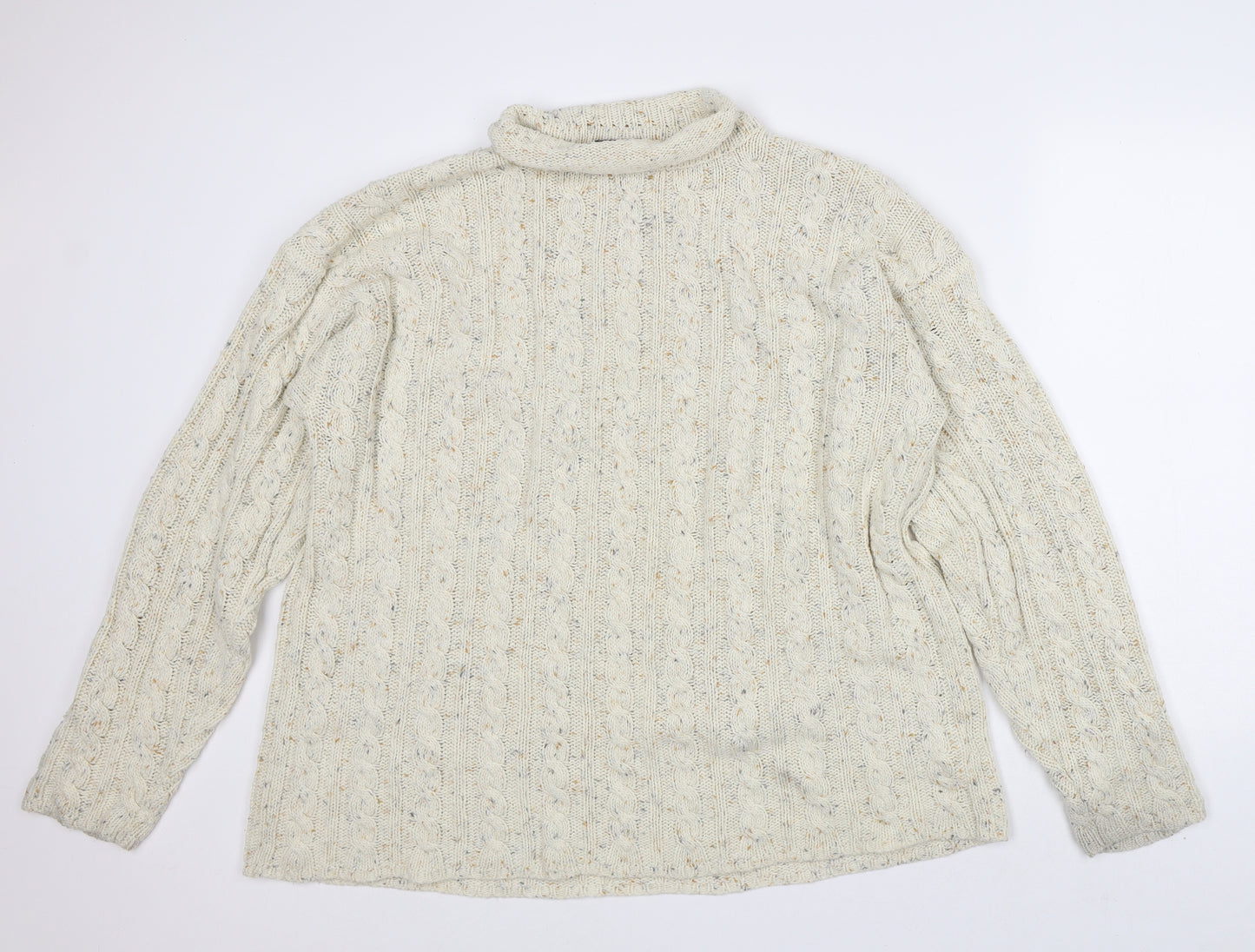 Blue Star Mens Beige Roll Neck Geometric Acrylic Pullover Jumper Size XL