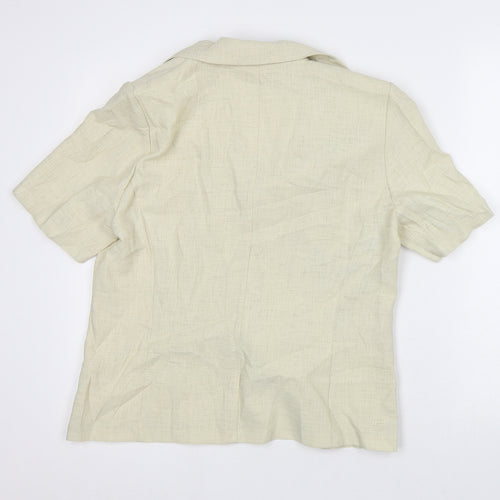 Godshe Womens Beige Geometric Jacket Blazer Size 12 - Short Sleeve
