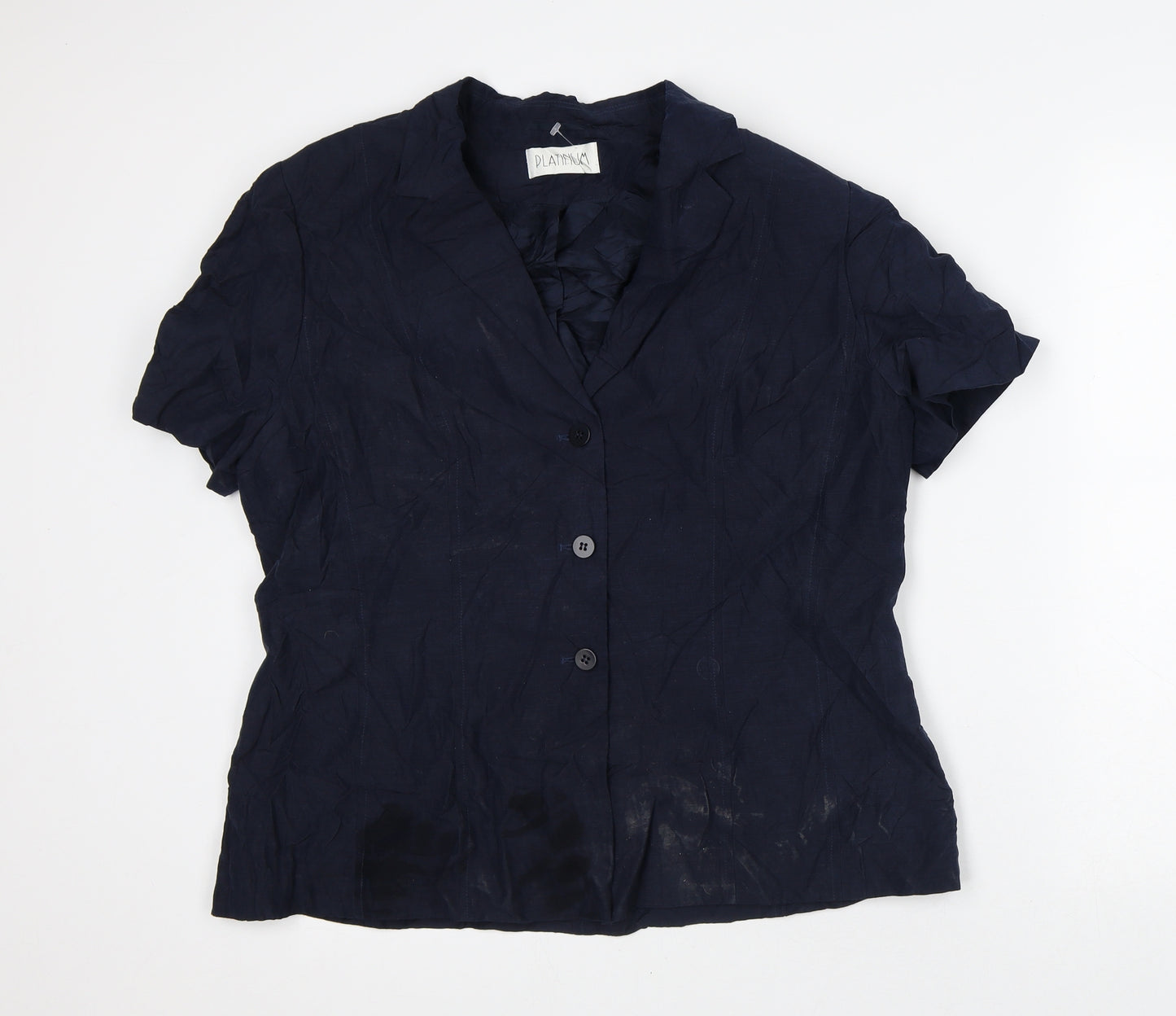 Platinum Womens Blue Jacket Blazer Size 16 - Short Sleeve