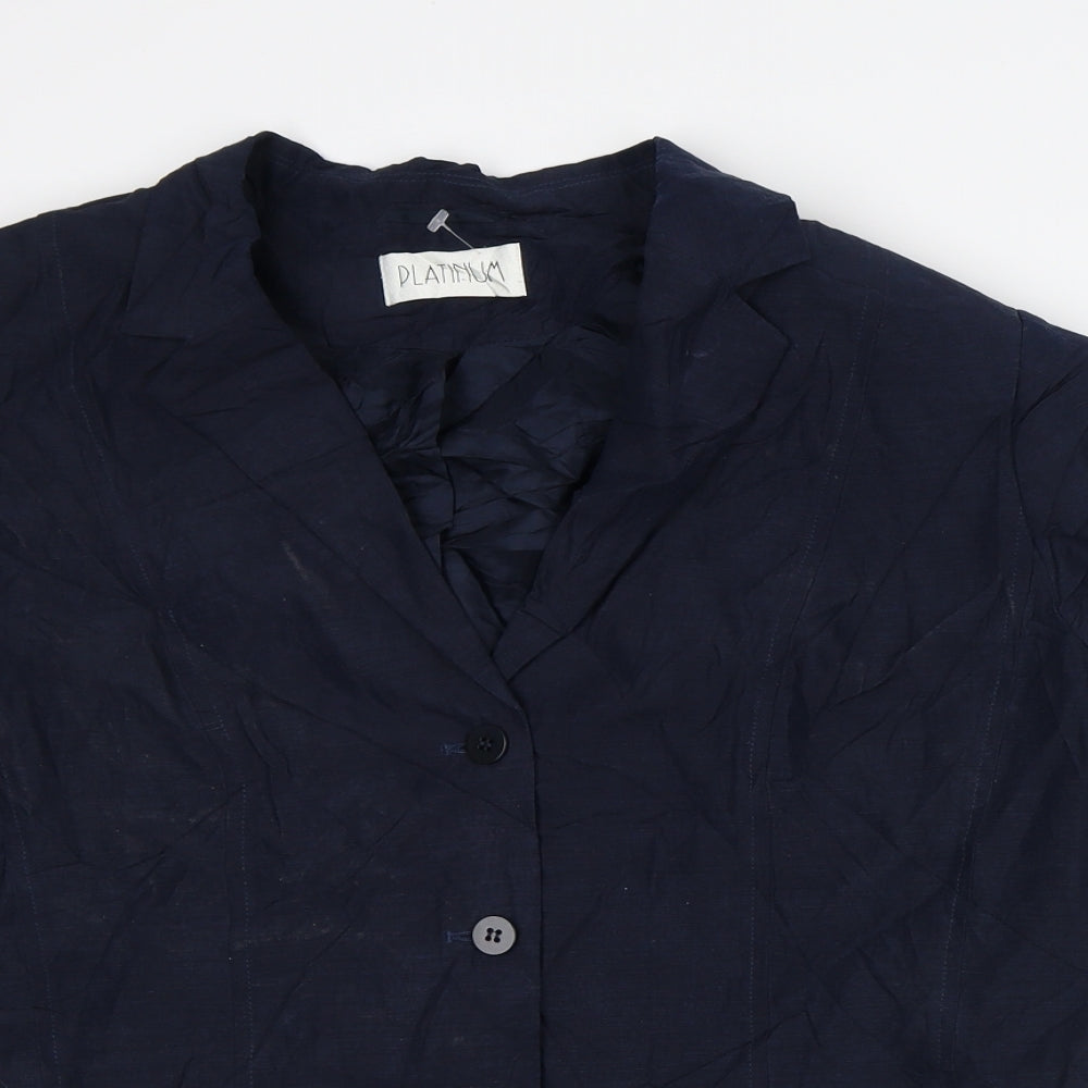 Platinum Womens Blue Jacket Blazer Size 16 - Short Sleeve