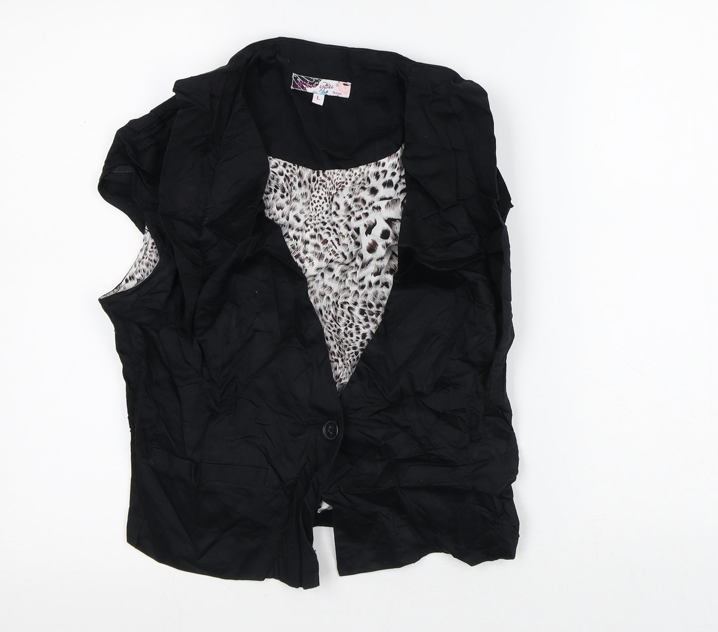 Miss You Womens Black Jacket Waistcoat Size L