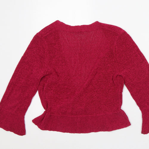 Planet Womens Pink V-Neck Polyester Cardigan Jumper Size S