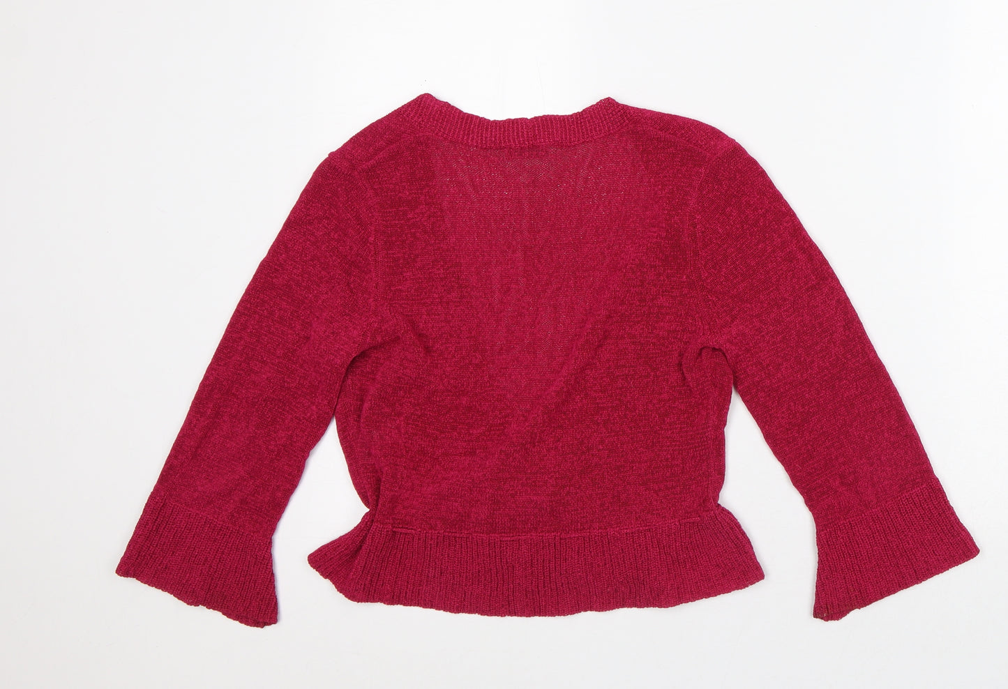 Planet Womens Pink V-Neck Polyester Cardigan Jumper Size S