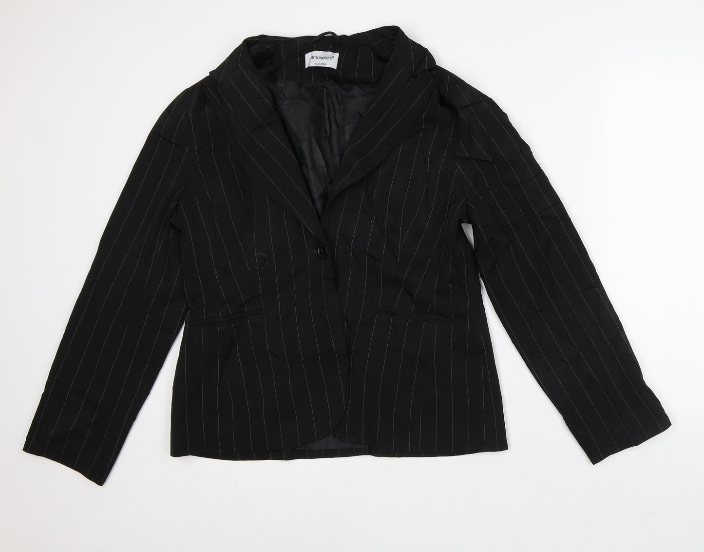 Atmosphere Womens Black Striped Jacket Blazer Size 16