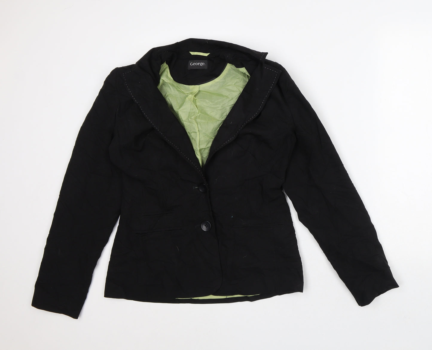 George Womens Black Striped Jacket Blazer Size 10