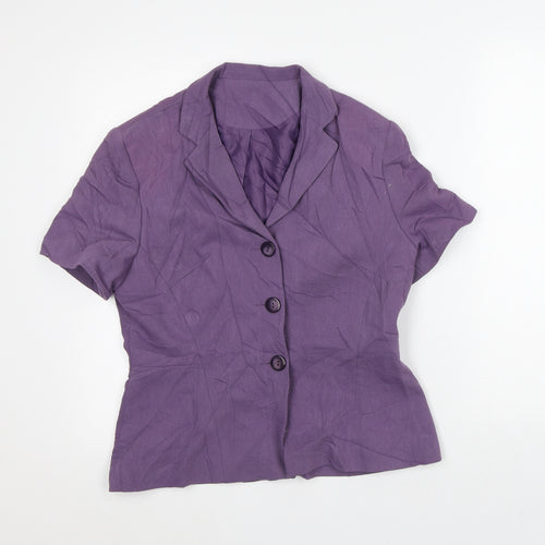 Richards Womens Purple Jacket Blazer Size 12 - Short Sleeves
