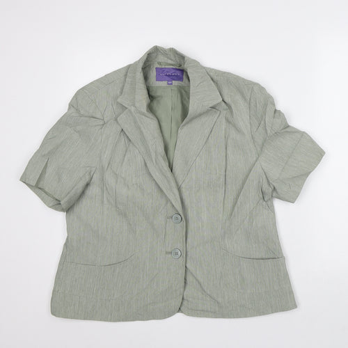 Autonomy Womens Green Geometric Jacket Blazer Size 16 - Short Sleeves