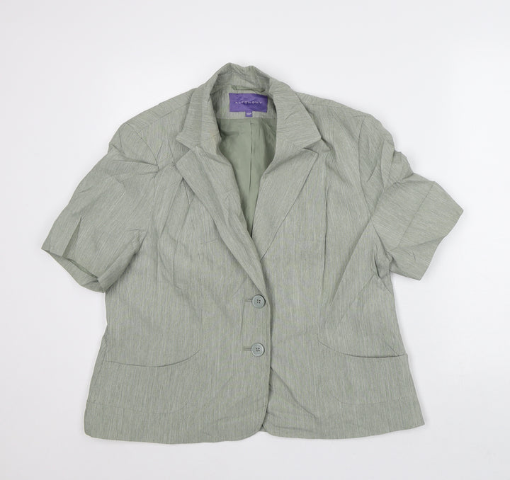 Autonomy Womens Green Geometric Jacket Blazer Size 16 - Short Sleeves