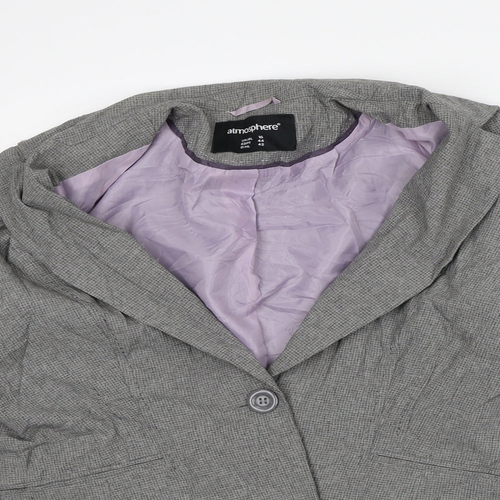 Atmosphere Womens Grey Check Jacket Blazer Size 16